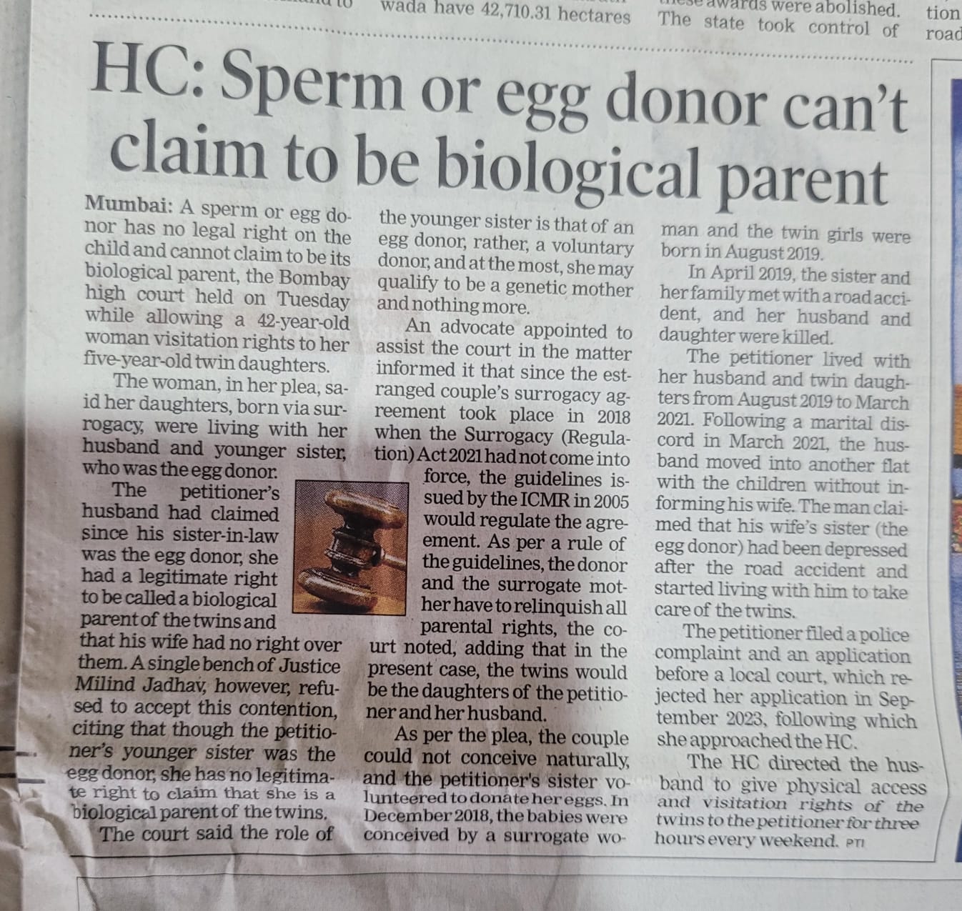 Bombay High Court rules that egg and sperm donors